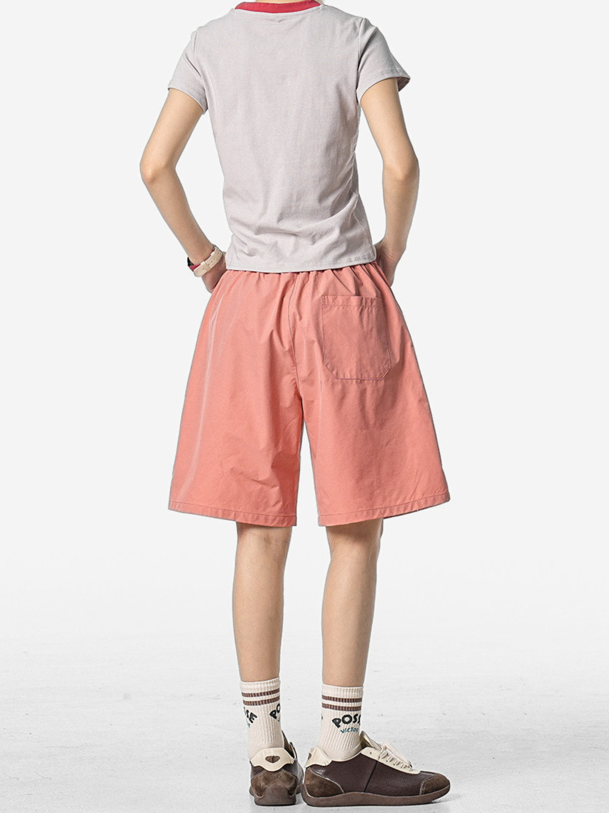 FoxLeap - Unisex Contrast Stitch Lightweight Breathable Sport Shorts