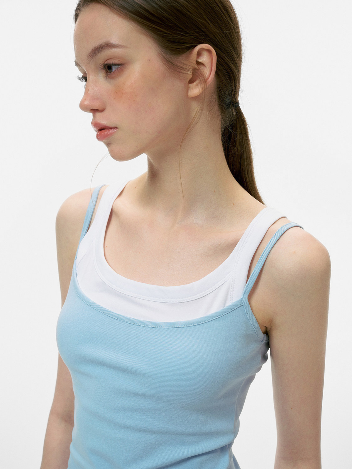 Caveveil - Women's Faux Two-Piece Ribbed Tank Top