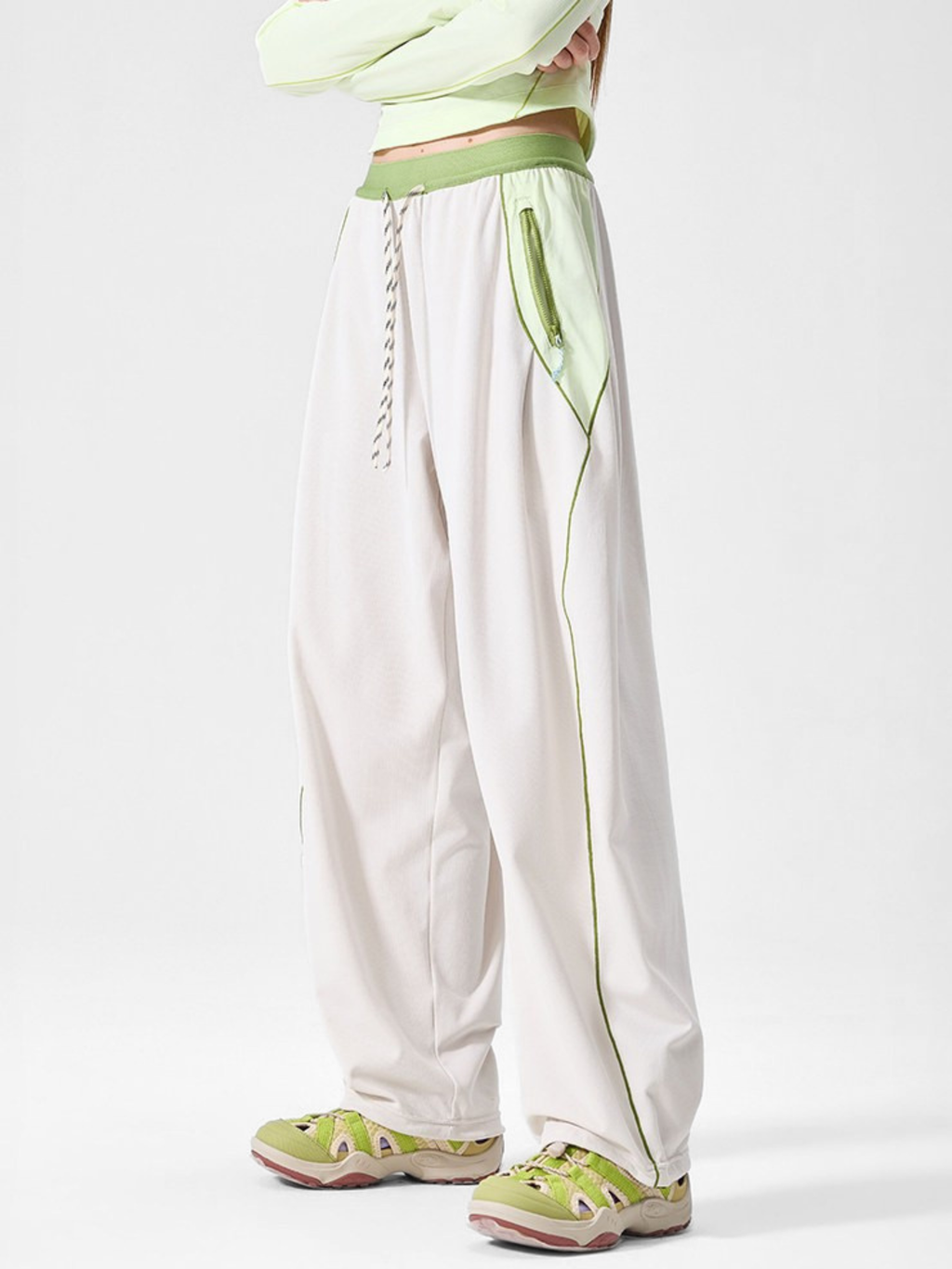 RunFlow - Unisex Contrast Stitch Lightweight Quick-Dry Paratrooper Pants