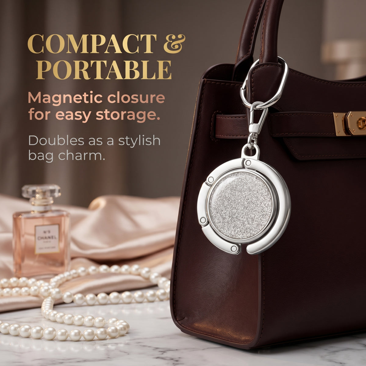 🔥Buy 2 Get 1 Free Luxury Portable Folding Bag Hook - Protect Your Bag with Elegance